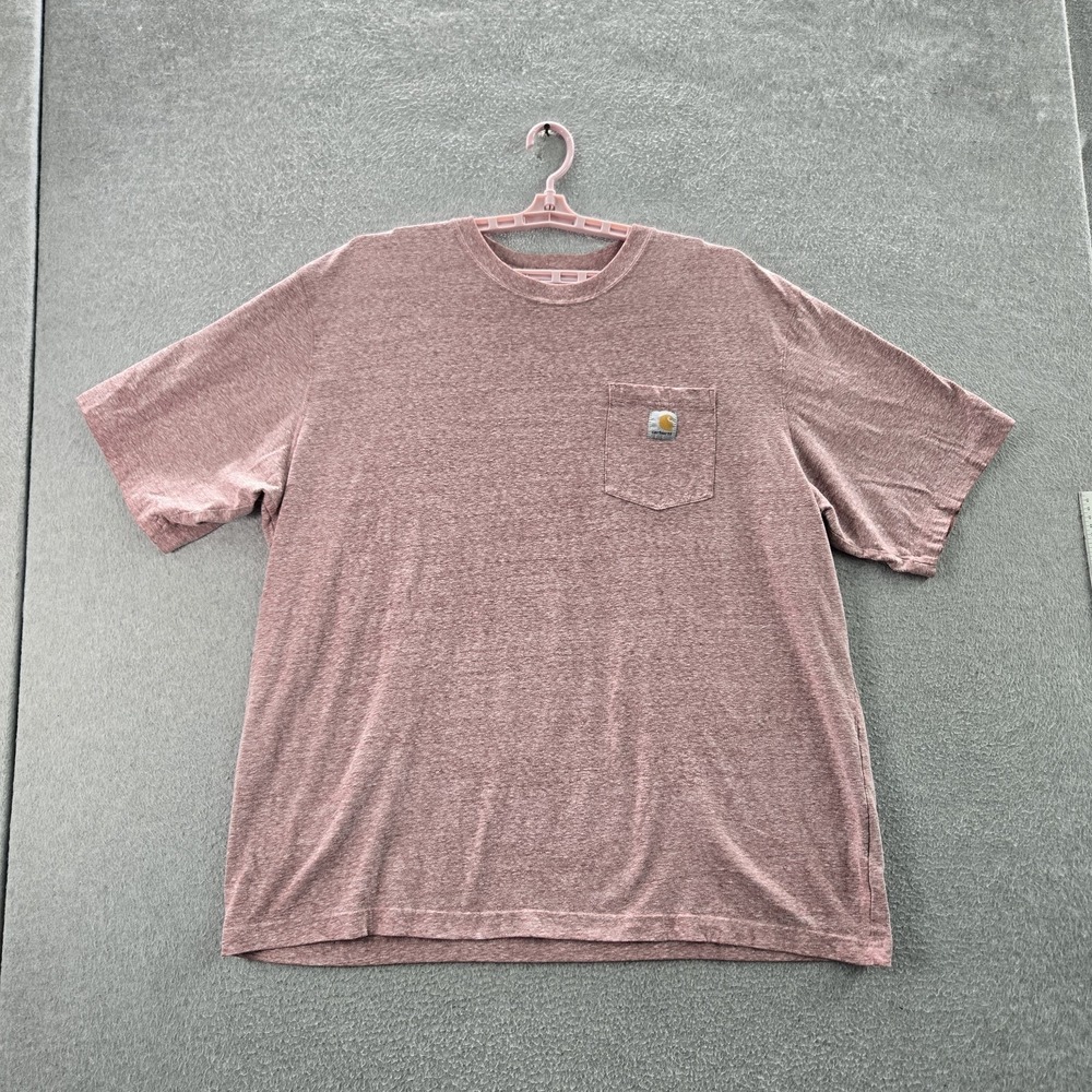 Carhartt Men Shirt 2XL Pink K87 Original Fit Logo Short Sleeve